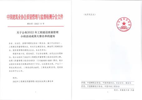 【喜訊】冶建公司4項(xiàng)QC成果獲國家級(jí)獎(jiǎng)