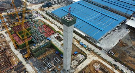 80米高煙囪、提前14天封頂！