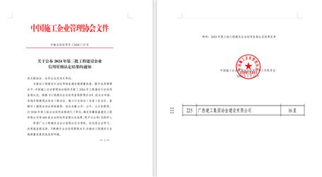 16星！冶建公司履約能力和信用表現(xiàn)良好